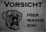 Edelstahl Warnschild Cane Corso VORSICHT Hier wache ich!